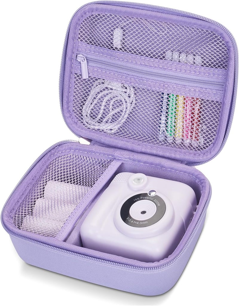 Hikkon Camera Case Compatible for ESOXOFFORE/Upgrade/Dylanto/Yehtta/HiMont/CAMCLID Kids Instant Print Camera Toy,Portable Digital Camera Storage Holder Organizer Bag (Case Only) - Purple - Image 1